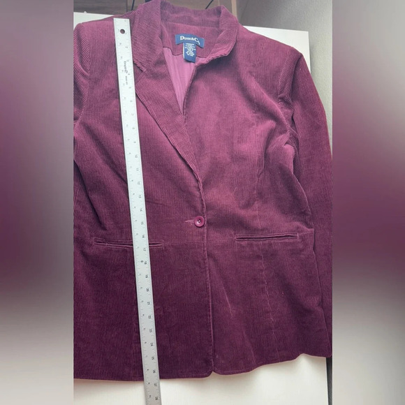 Corduroy Blazer Jacket Women’s M Burgundy Career‎ Classic Jacket - Picture 8 of 9